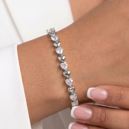 Heart Diamond Bracelet - Silver