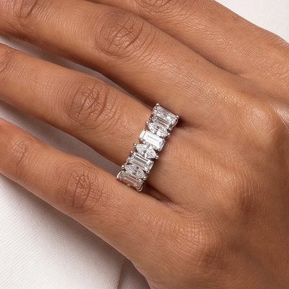 Baguette & Marquise Band Ring - Silver