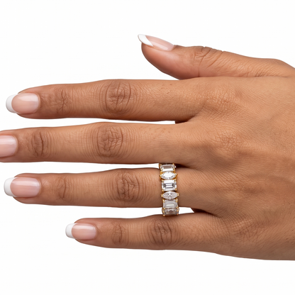 Baguette & Marquise Band Ring - Gold (2 Tone)