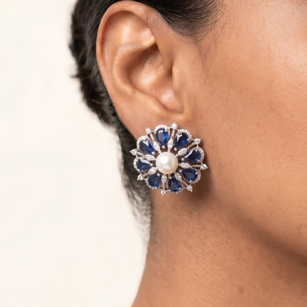 Flore Earrings - Blue studs