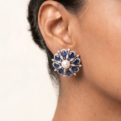 Flore Earrings - Blue studs