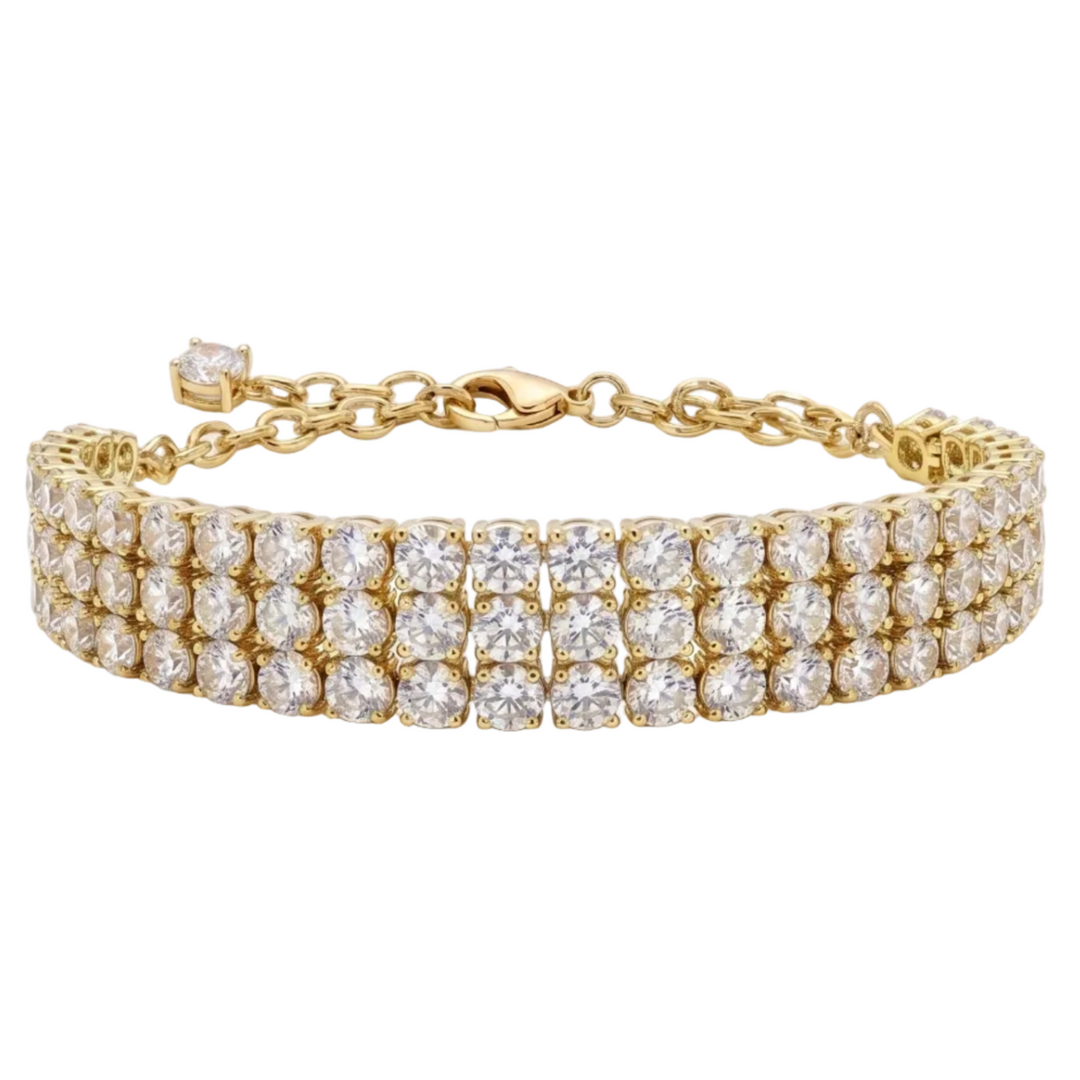 Eternity Triple Diamond Tennis Bracelet - Gold - 0.25 CT