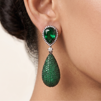 Selene Drop Earrings - Green