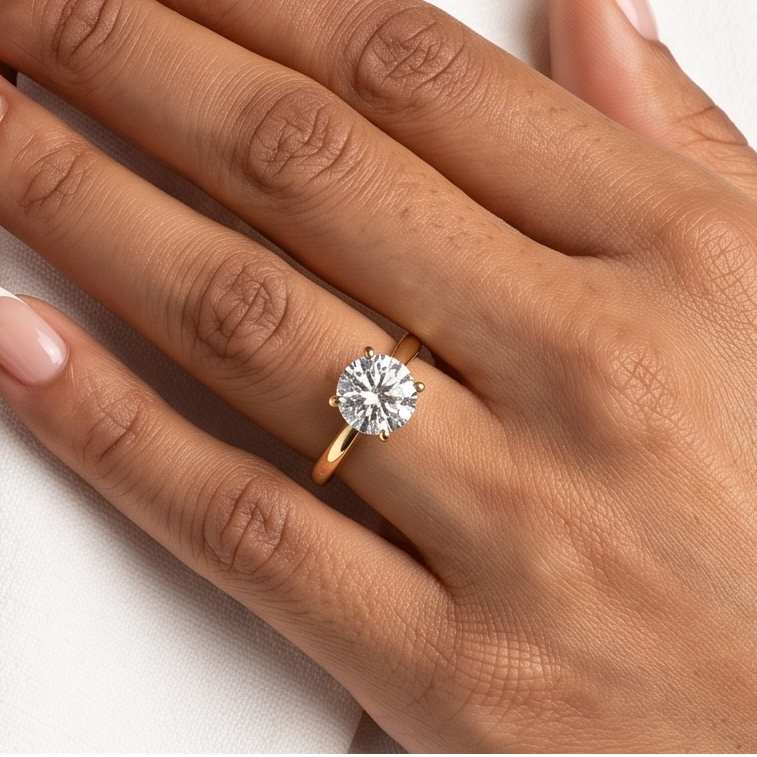 Sleek Diamond Solitaire Ring - Gold - 2.75 CT