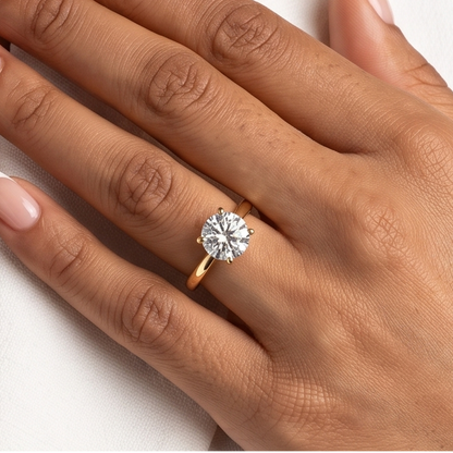 Sleek Diamond Solitaire Ring - Gold - 2.75 CT