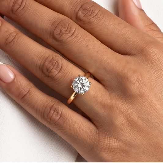 Sleek Diamond Solitaire Ring - Gold - 2.75 CT