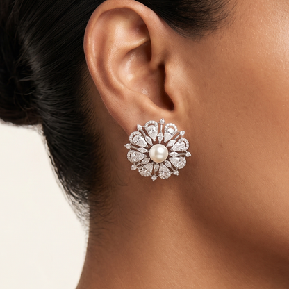 Flore Earrings - White studs