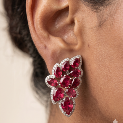 Vinea Earrings - Ruby Red