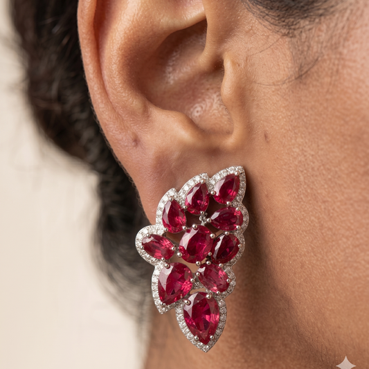 Vinea Earrings - Ruby Red