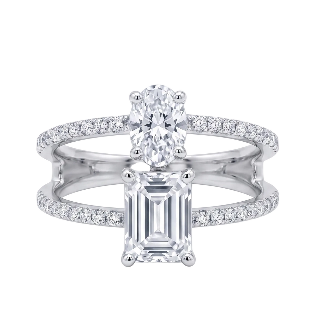 Lumina Dual Solitaire Ring - Silver