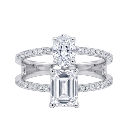 Lumina Dual Solitaire Ring - Silver