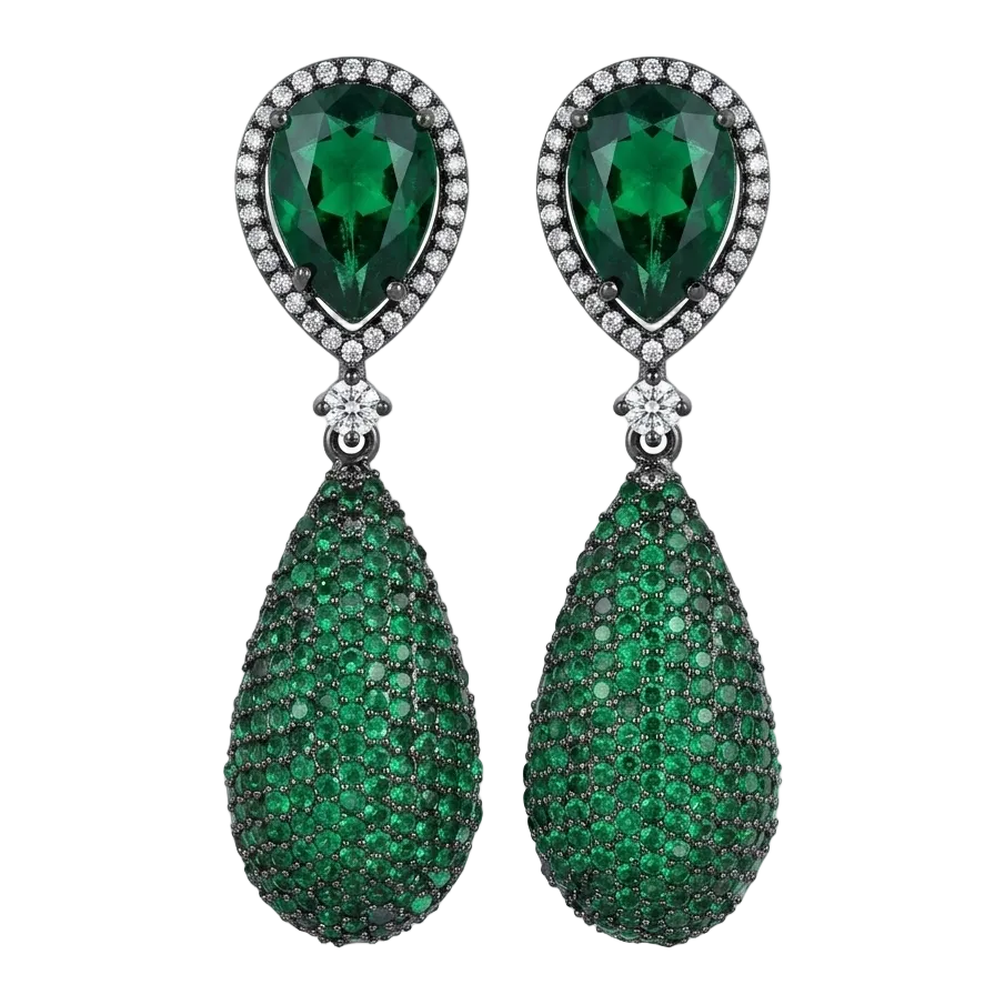 Selene Drop Earrings - Green