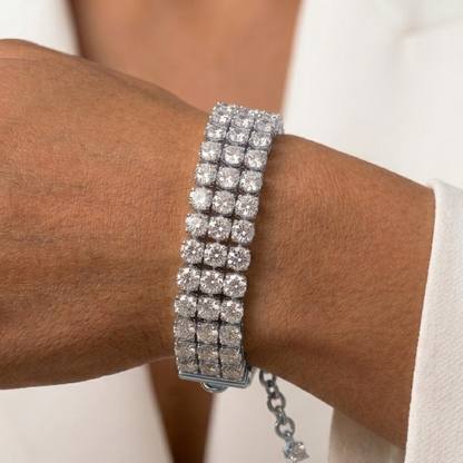 Eternity Triple Diamond Tennis Bracelet - Silver - 0.25 CT