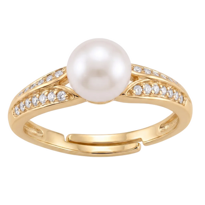 Pearl Diamond Ring - Gold & Silver