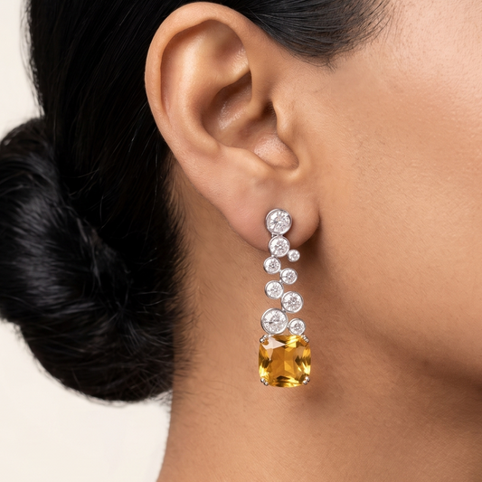 Huda Dangler Earrings - Yellow