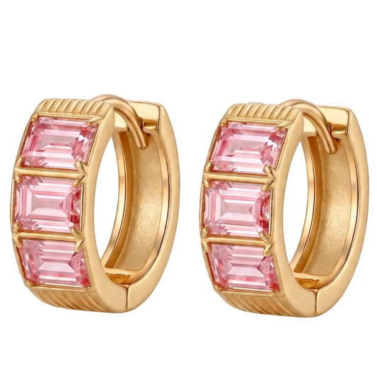 Aira Crystal Hoops - Pink