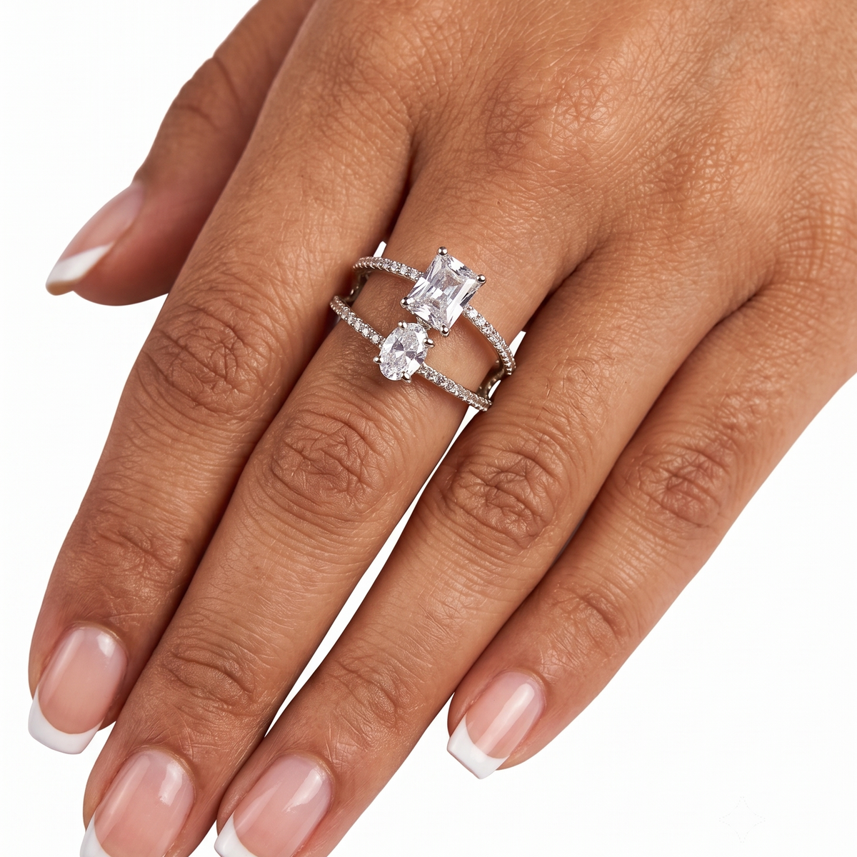 Lumina Dual Solitaire Ring - Silver