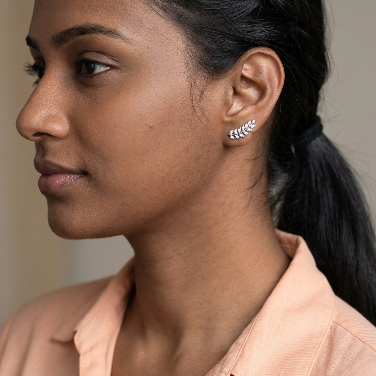 Leaf Diamond Ear Cuffs