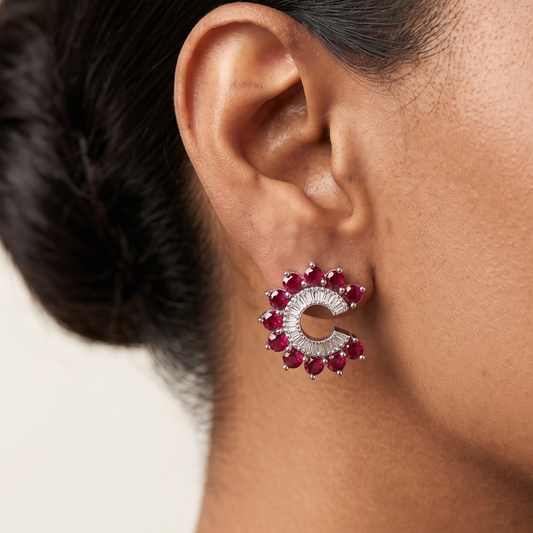 Orbit Stud Earrings - Red