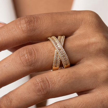 Diamond Cross Ring - Gold