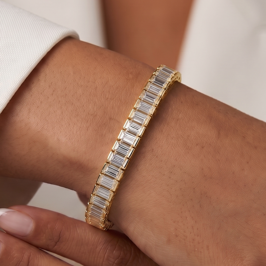 Baguette Tennis  Bracelet - Gold & Silver