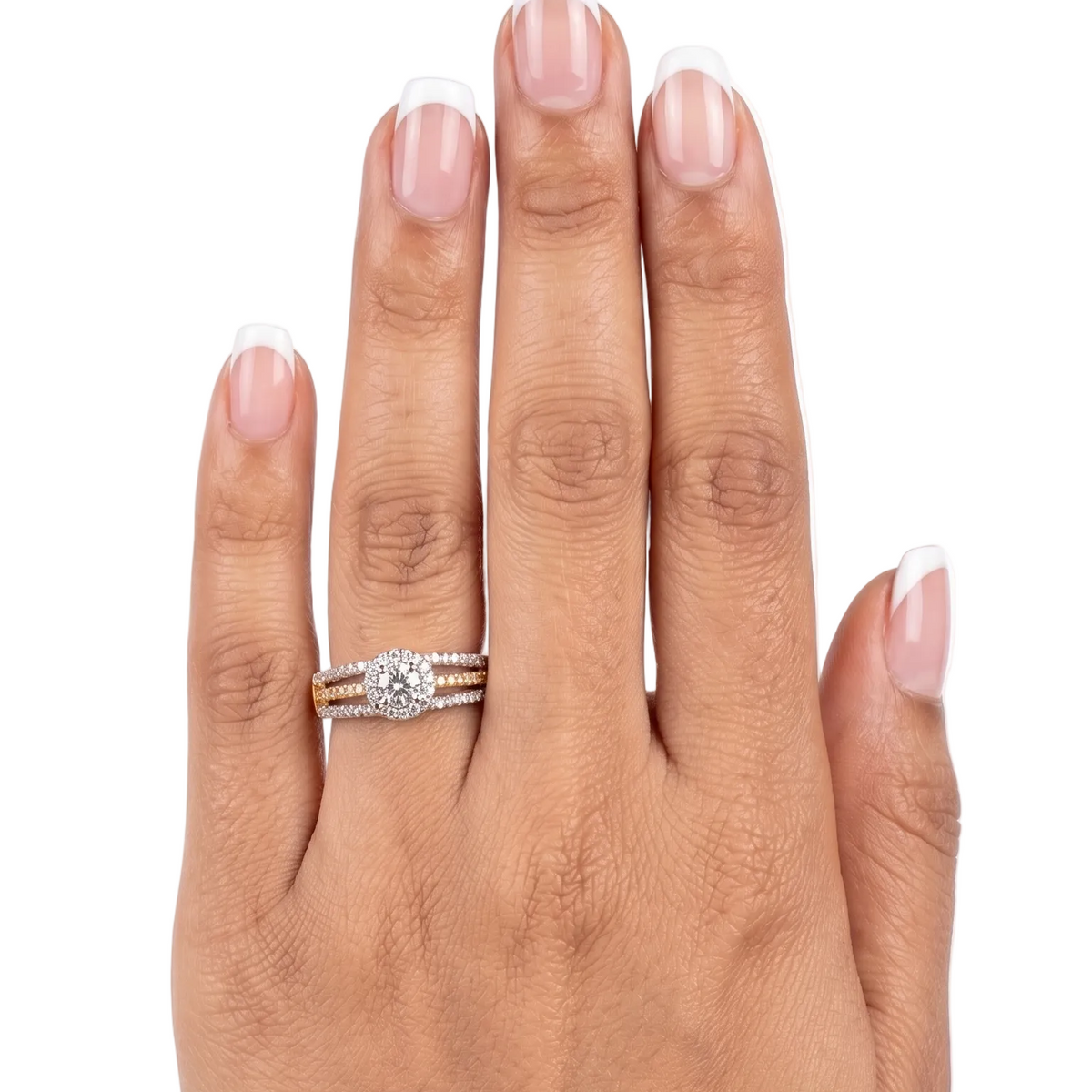 Solitaire with Sleek band Diamond Ring- 2 Tone - 0.18 CT