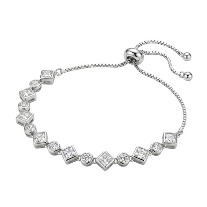 Aura - Princess Solitaire Diamond Bracelet - Silver