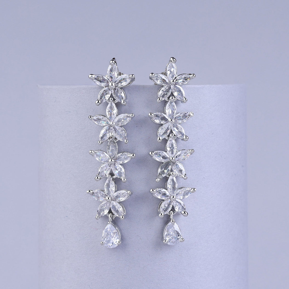 Pair of silver floral earrings