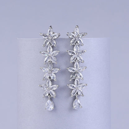 Pair of silver floral earrings