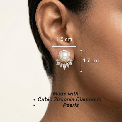 Safa Stud Earrings - Gold & Pearl