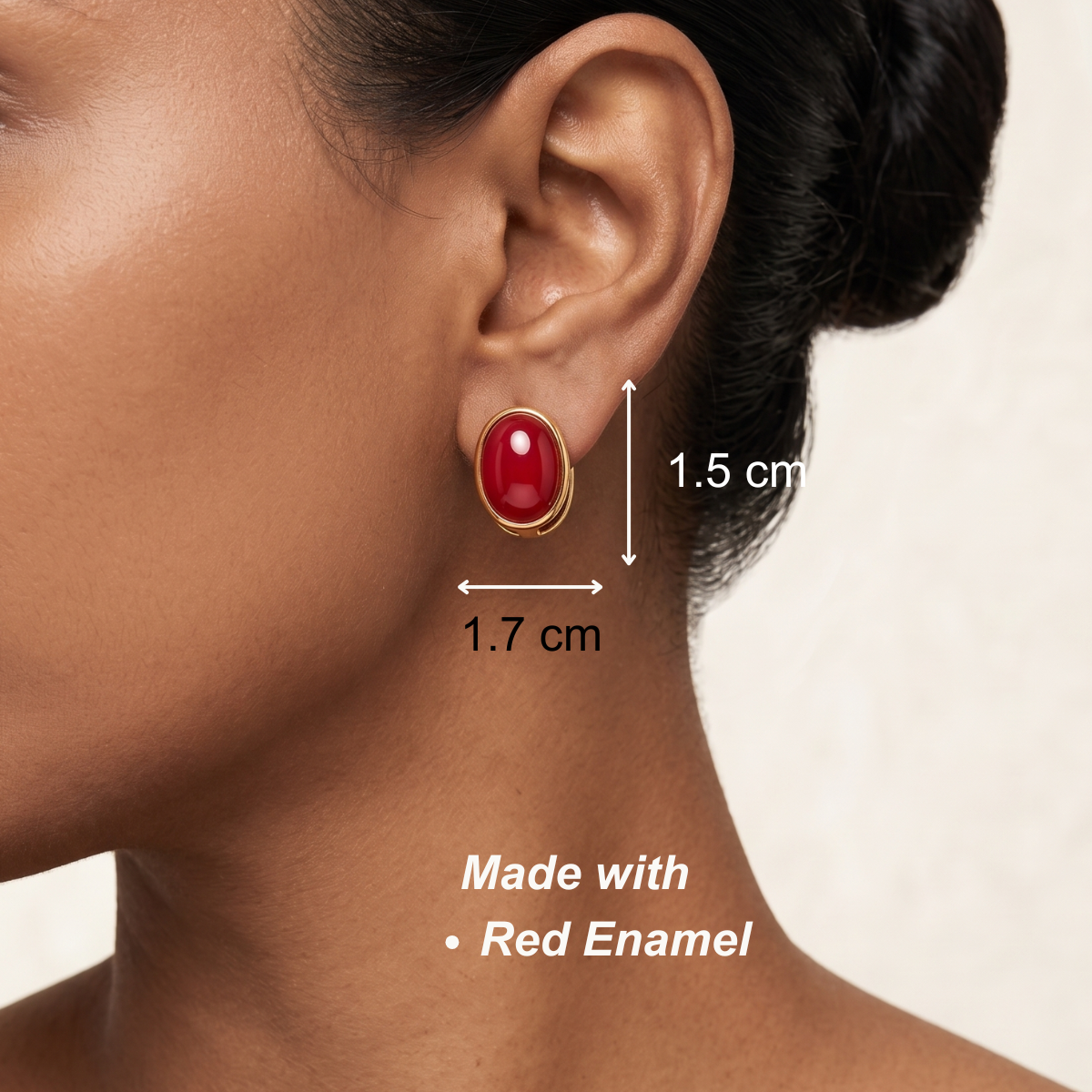 Red Enamel Stud Hoops