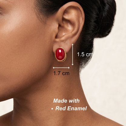 Red Enamel Stud Hoops