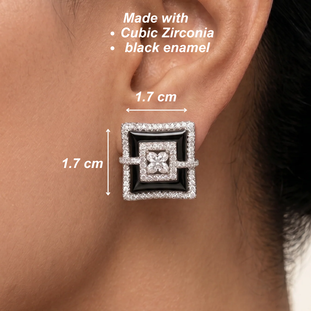 Astra black enamel stud earrings