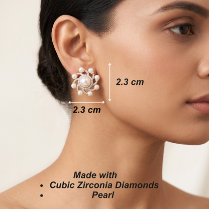 Laila Stud Earrings - Gold & Pearl