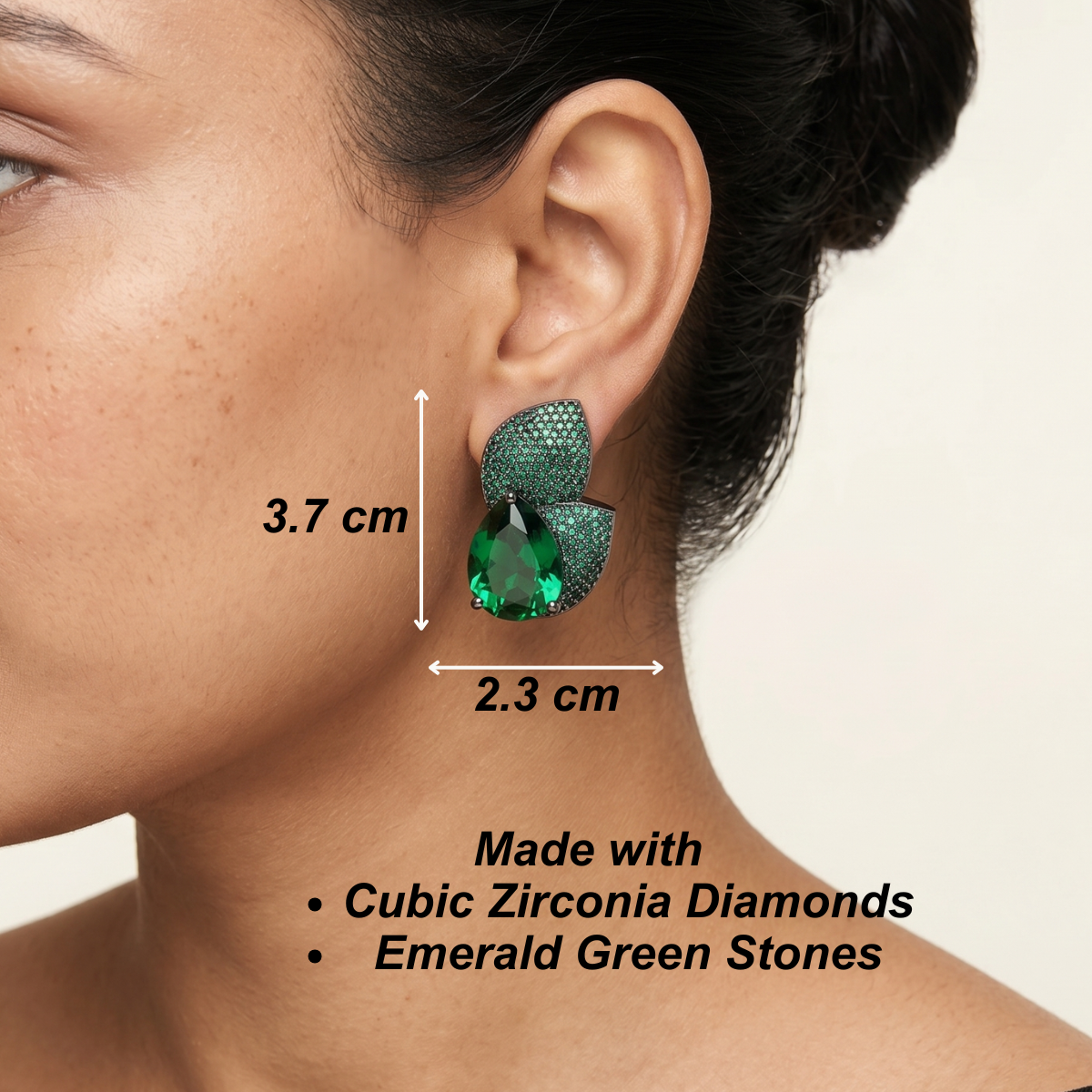 Gleam Petal Diamond Earrings - Green