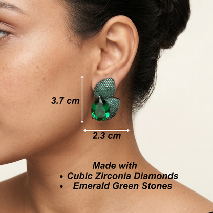 Gleam Petal Diamond Earrings - Green