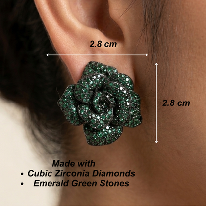 Rose stud earrings - Green