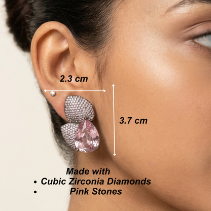 Gleam Petal Diamond Earrings - Pink