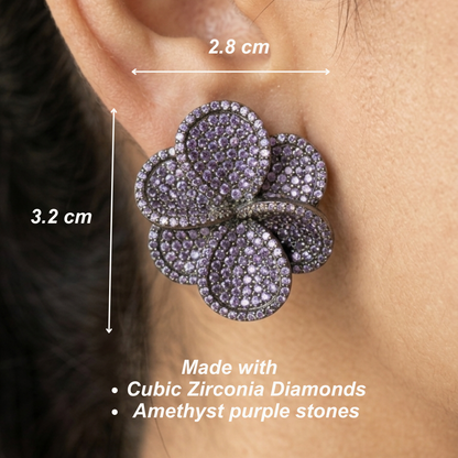 Crystal Buds Earrings - Lavender