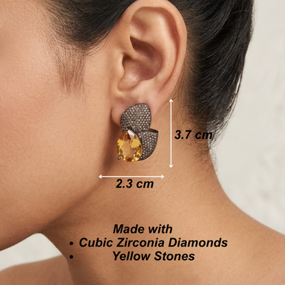 Gleam Petal Diamond Earrings - Yellow