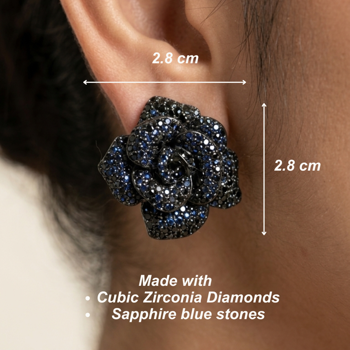 Rose stud earrings - Blue