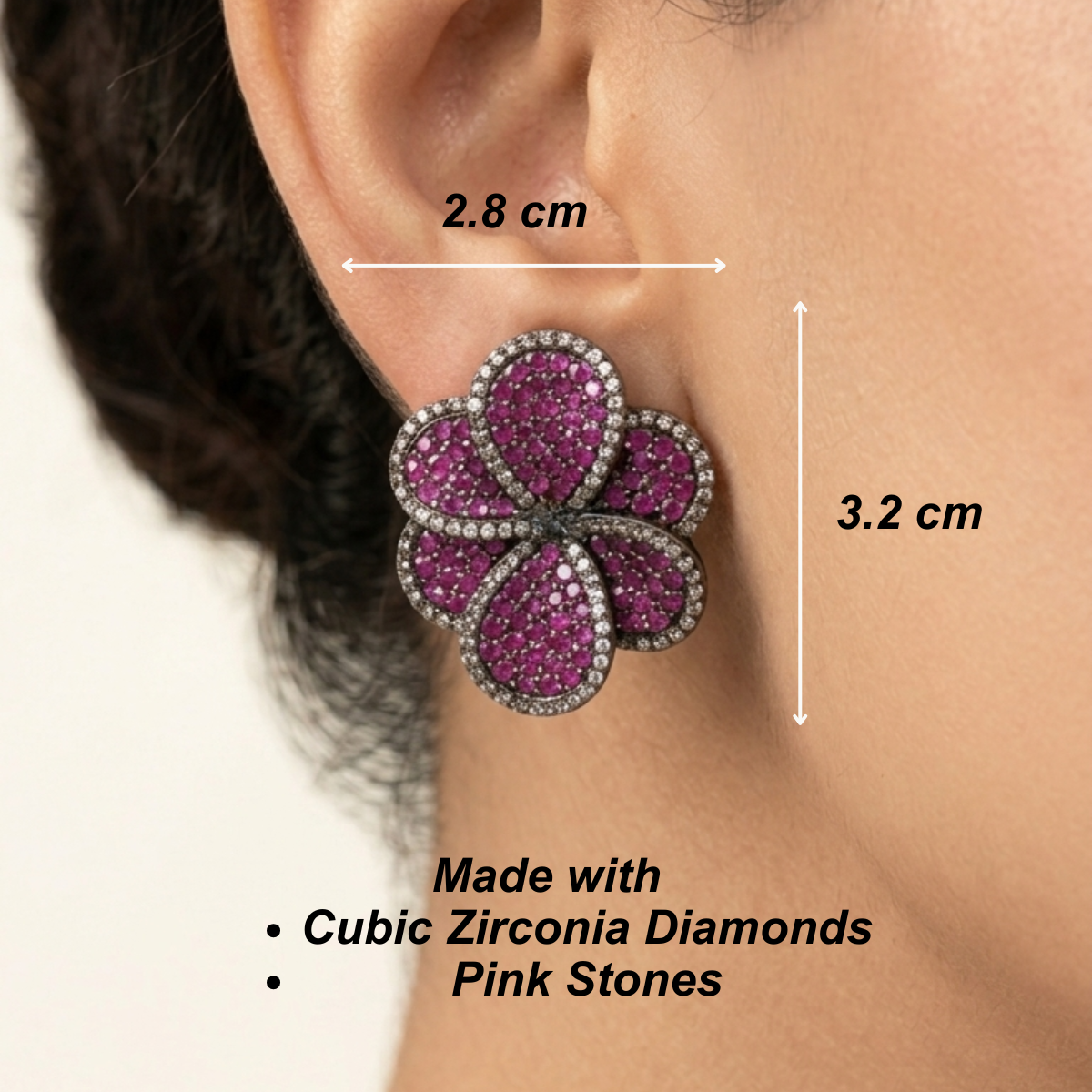 Crystal Buds Earrings - Pink