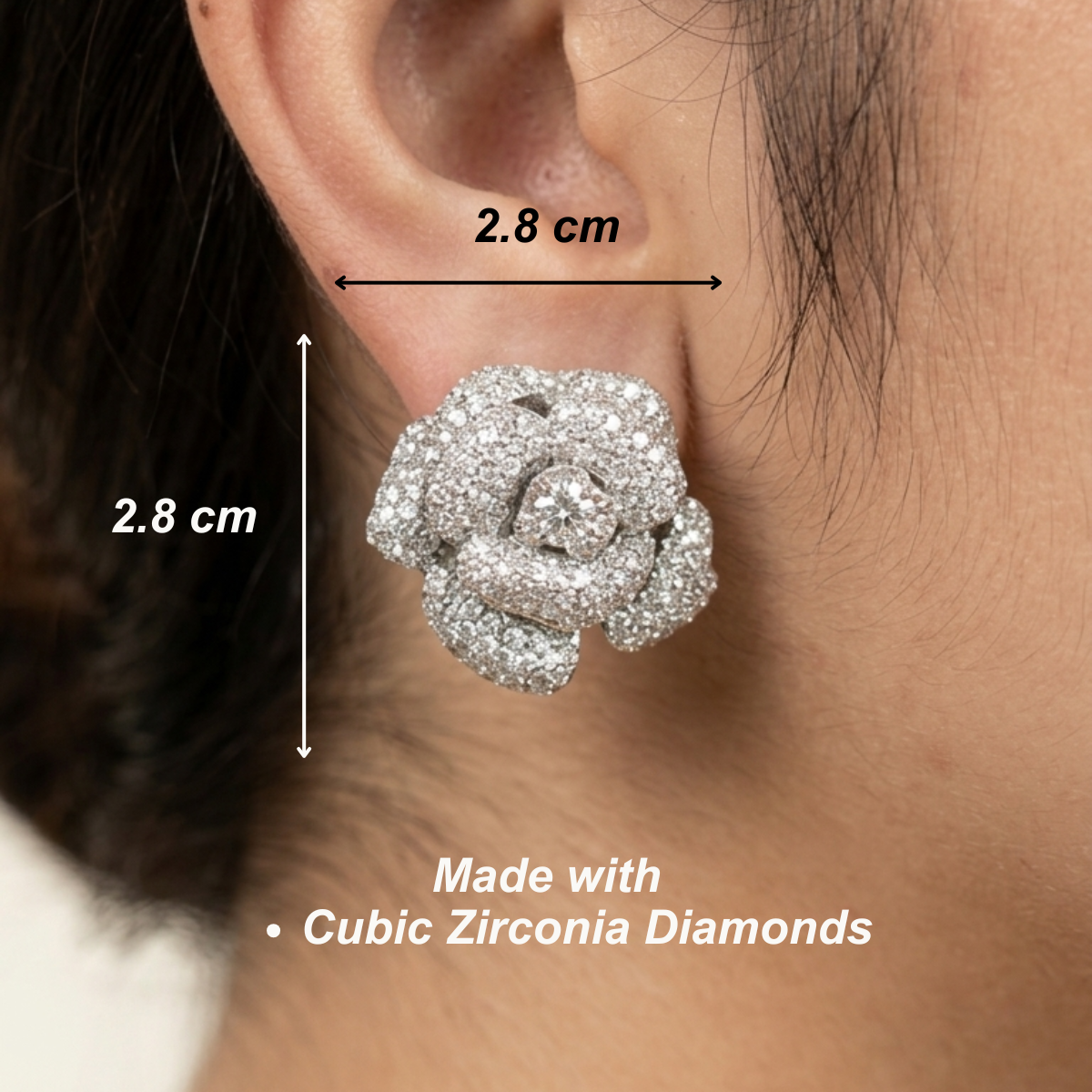 Rose stud earrings - Silver