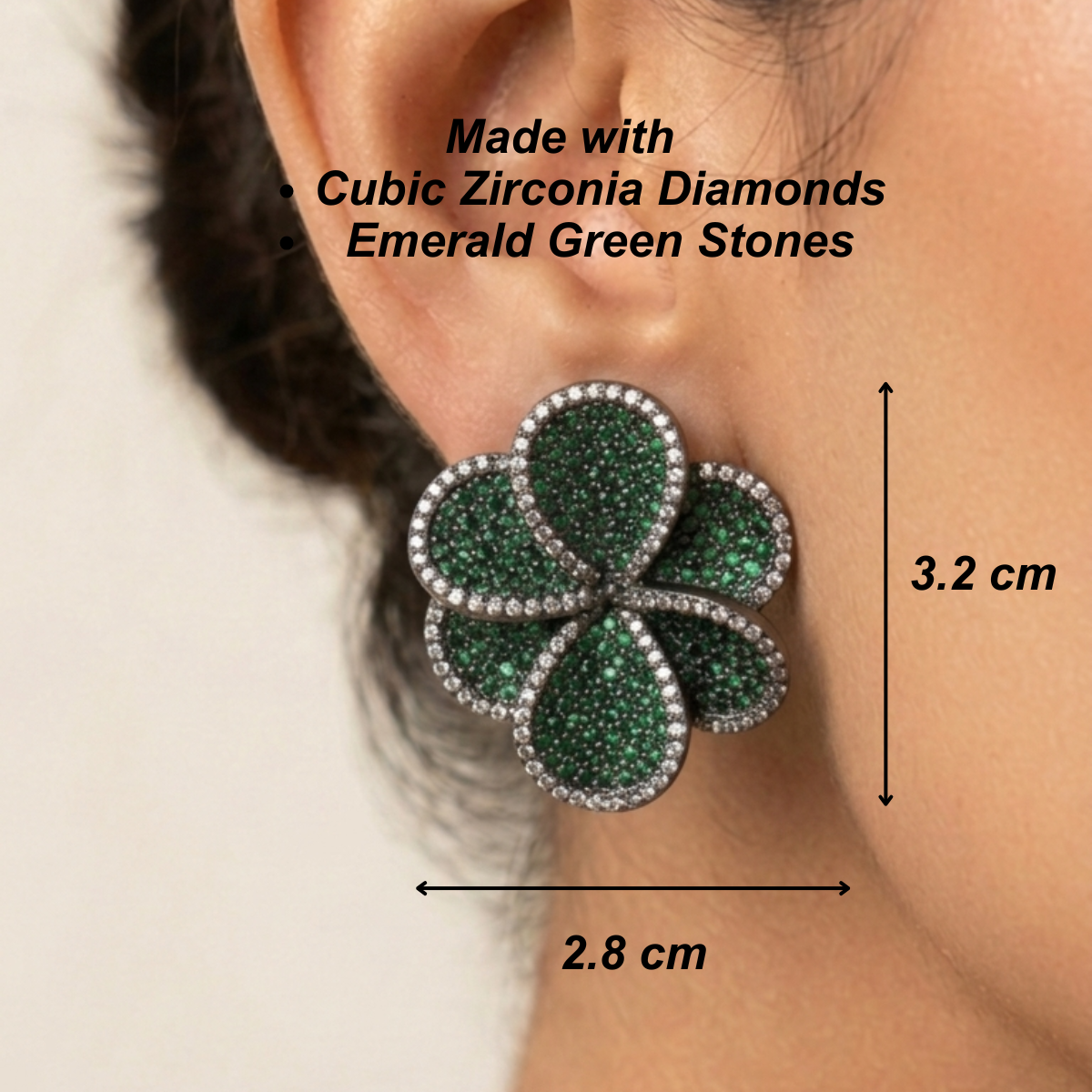 Crystal Buds Earrings - Green