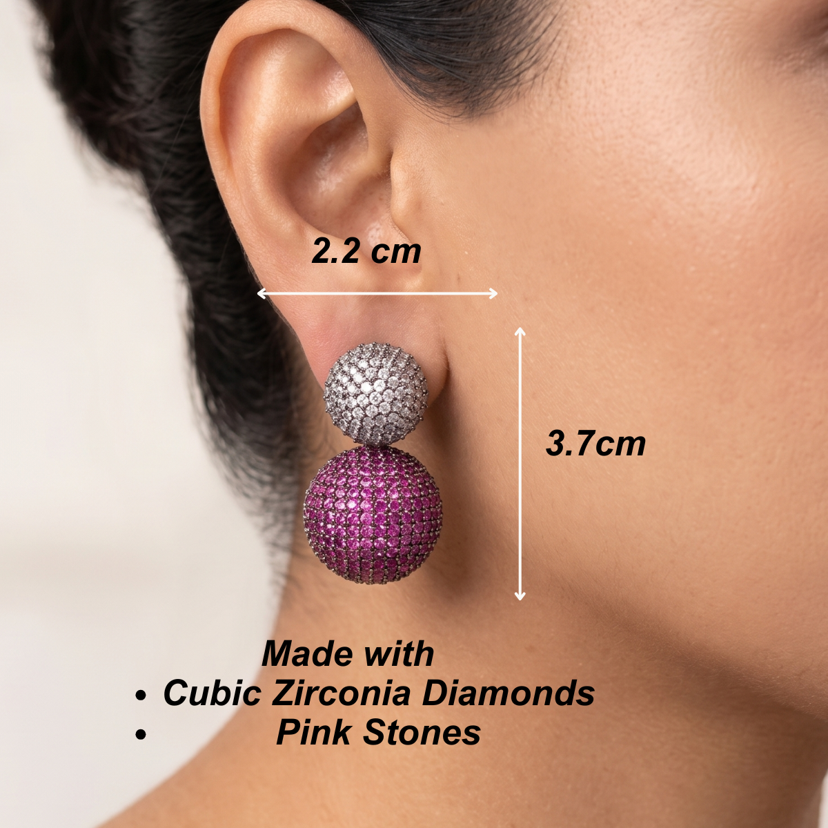 Lucent Earrings - Ruby pink