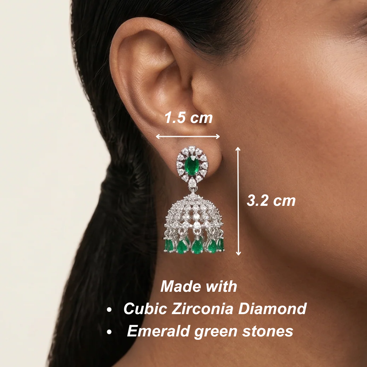 Naira Jhumkas - Green