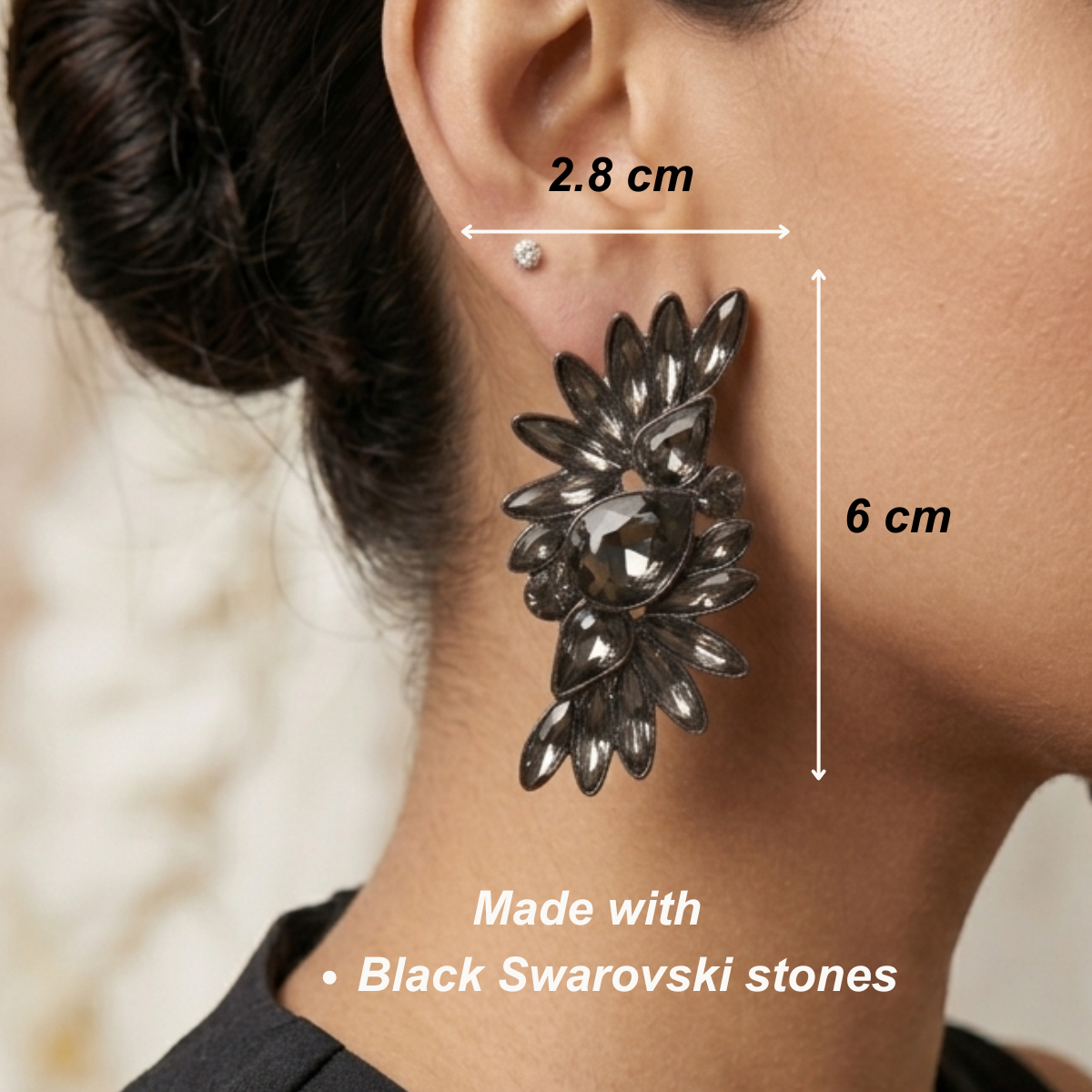 Swarovski Bloom Black Earrings