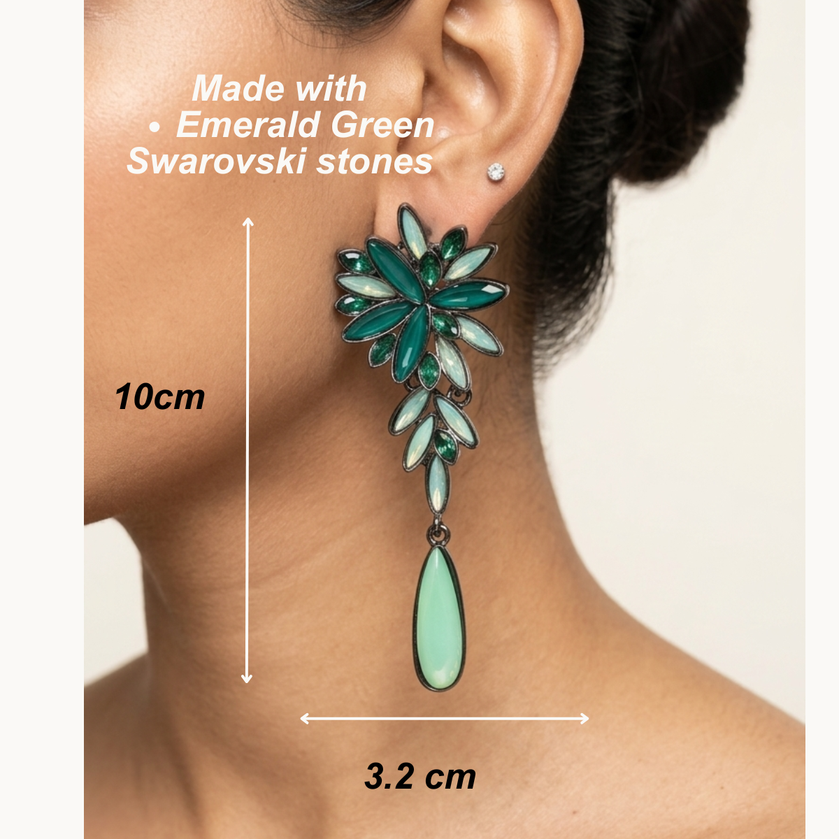 Swarovski stone Green Floral Danglers