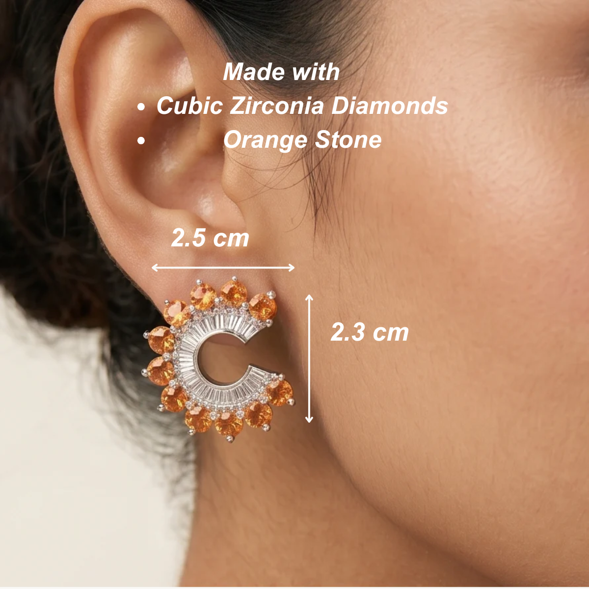 Orbit Stud Earrings - Orange