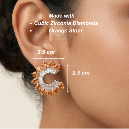 Orbit Stud Earrings - Orange